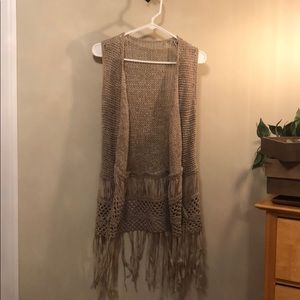 Tan Fringe Vest